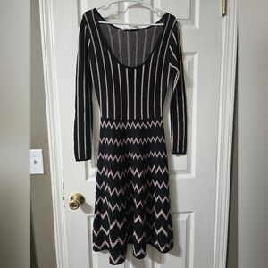 Tracey Reese Zigzag Frock Knit Sweater Dress, Striped Fit & Flare, Sz Small, EUC